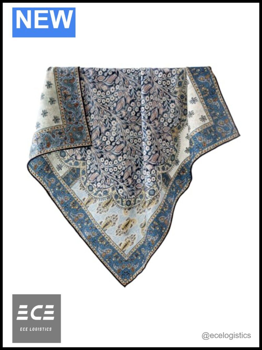 Silk Wool Blend Square Scarf 26x26 Lightweight Printed Warm Wrap